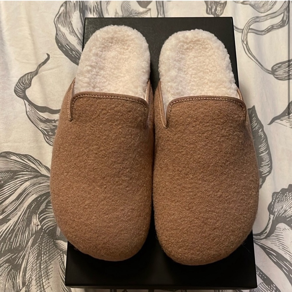 J.Crew Pacific sherpa-lined felt clogs mules